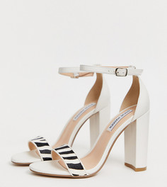 Белые кожаные босоножки на каблуке с отделкой зебра Steve Madden Carrson - Белый