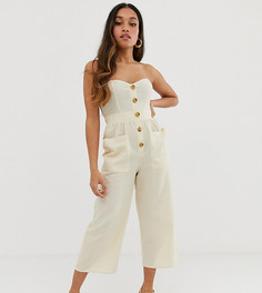 Комбинезон-бандо на пуговицах с карманами ASOS DESIGN Petite - Бежевый