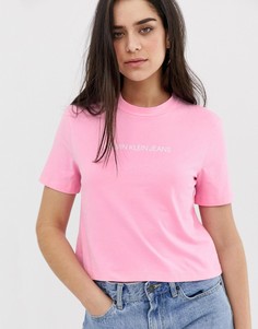 Укороченная футболка с логотипом Calvin Klein Jeans - Розовый