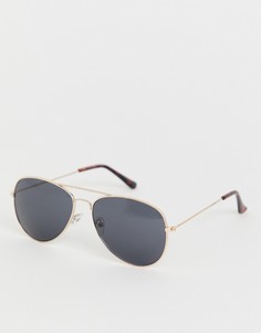 Золотистые солнцезащитные очки-авиаторы New Look - Золотой
