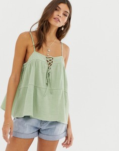 Топ на бретелях со шнуровкой ASOS DESIGN - Зеленый