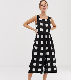 Лаконичный комбинезон в монохромную клетку со сборками на талии ASOS DESIGN Petite - Мульти
