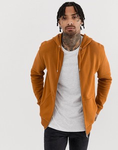 Темно-оранжевый худи на молнии ASOS DESIGN - Оранжевый