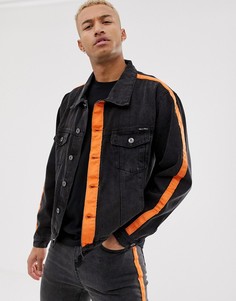 Черная джинсовая куртка с оранжевыми полосками Liquor N Poker - Черный