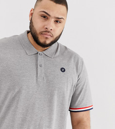Серая футболка-поло большого размера с контрастной отделкой Jack & Jones Originals - Серый
