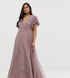 Платье макси с кружевными вставками ASOS DESIGN Curve - Фиолетовый