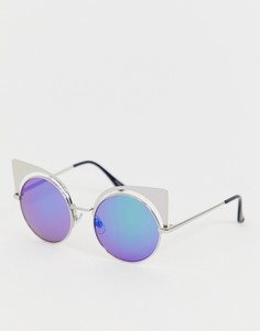 Солнцезащитные очки в металлической оправе Monki - Серебряный