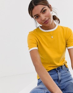 Желтая приталенная футболка с контрастной отделкой ASOS DESIGN - Мульти