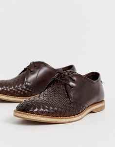 Темно-коричневые плетеные туфли на шнуровке Base London - Коричневый
