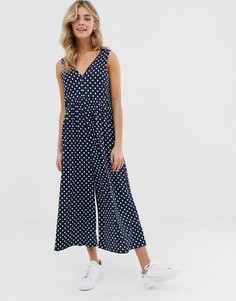 Темно-синий свободный комбинезон в горошек ASOS DESIGN Curved - Мульти