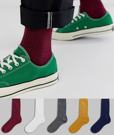 Набор из 5 пар спортивных носков разных цветов в университетском стиле ASOS DESIGN - Мульти