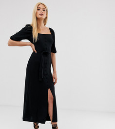 Платье миди с пуговицами и поясом ASOS DESIGN Tall - Черный