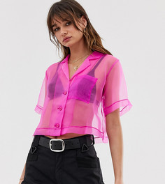 Укороченная рубашка из прозрачной органзы с отложным воротником Reclaimed Vintage inspired - Розовый