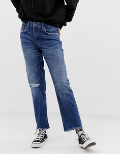 Джинсы прямого кроя с рваной отделкой и необработанными краями Cheap Monday Revive - Синий
