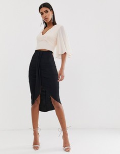 Юбка миди с драпировкой TFNC - Черный