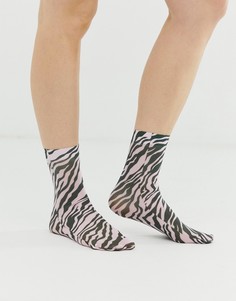 Розово-черные носки с зебровым принтом ASOS DESIGN - Мульти