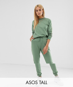 Спортивный костюм из свитшота и джоггеров с контрастной окантовкой ASOS DESIGN Tall - Зеленый