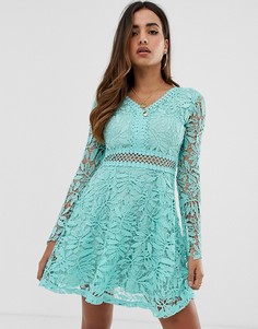 Кружевное платье с длинными рукавами Boohoo - Зеленый