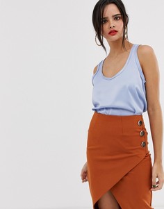 Голубой топ с атласной вставкой River Island - Синий