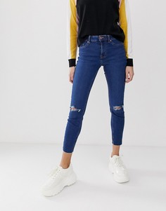 Синие джинсы скинни с прорехами New Look - Синий