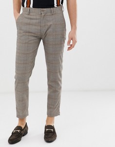 Суженные книзу облегающие брюки в клетку коричневого цвета Pull&Bear - Коричневый
