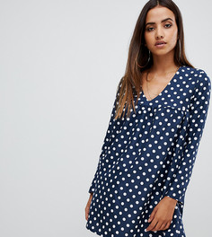 Темно-синее свободное платье в горошек PrettyLittleThing - Темно-синий