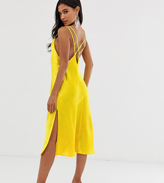 Блестящее атласное платье-комбинация миди с бретельками на спине ASOS DESIGN - Мульти