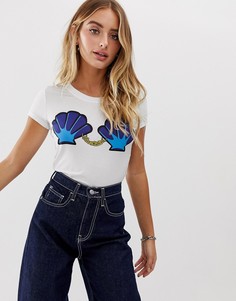 Футболка с принтом ракушек Love Moschino - Белый