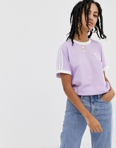 Фиолетовая футболка с тремя полосками adidas Originals adicolor - Фиолетовый