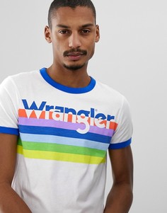 Белая футболка с контрастной отделкой и радужным логотипом Wrangler - Белый