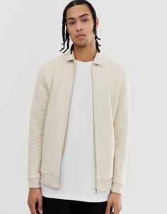 Бежевая трикотажная куртка Харрингтон ASOS DESIGN - Бежевый