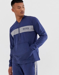 Темно-синяя куртка с воротом на молнии и логотипом BOSS Bodywear Contemporary - Темно-синий