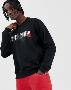 Черный свитшот с логотипом-розой Love Moschino - Черный