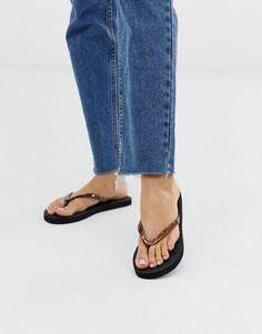 Черные шлепанцы с черепаховым рисунком на ремешках Accessorize - Черный