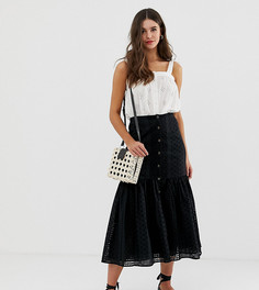 Юбка миди с заниженной талией и вышивкой ришелье ASOS DESIGN Tall - Белый