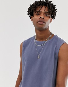 Короткая серая майка из пике ASOS DESIGN - Серый