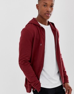 Бордовый худи на молнии ASOS DESIGN - Красный