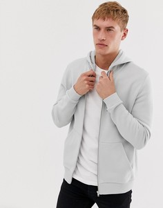 Худи серого цвета с молнией ASOS DESIGN - Серый