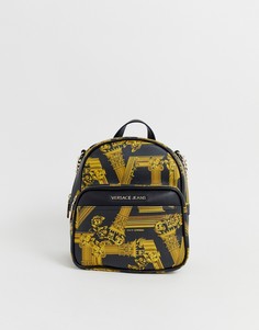 Рюкзак с принтом и цепочками Versace Jeans - Черный
