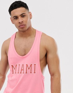Майка-борцовка из органического хлопка с принтом на груди ASOS DESIGN - Розовый