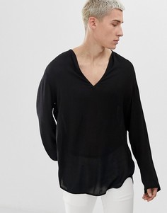 Черная рубашка классического кроя из вискозы ASOS DESIGN - Черный