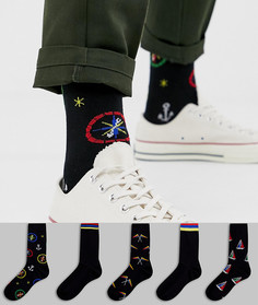 Набор из 5 пар носков с рисунком ASOS DESIGN - Мульти