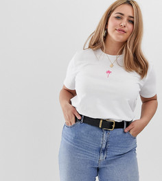 Футболка с вышитой пальмой ASOS DESIGN Curve - Белый