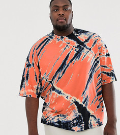 Oversize-футболка с рукавами до локтя и контрастным принтом тай-дай ASOS DESIGN Plus - Мульти