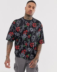 Oversize-футболка с принтом ASOS DESIGN - Черный