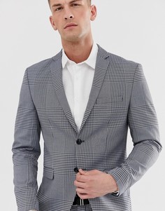 Серый приталенный пиджак в клетку Jack & Jones Premium - Серый