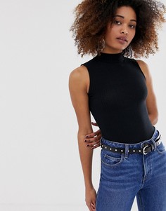 Черное боди с высоким воротом New Look - Черный