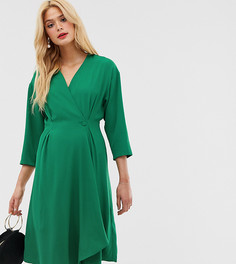 Платье мини с длинными рукавами и запахом Y.A.S Tall - Зеленый