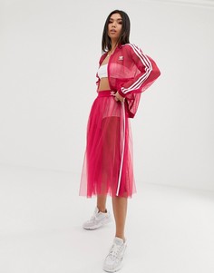 Розовая юбка из сетчатого тюля с тремя полосками adidas Originals - Розовый