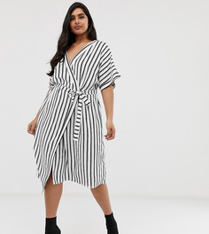 Платье миди в полоску с запахом ASOS DESIGN Curve - Мульти